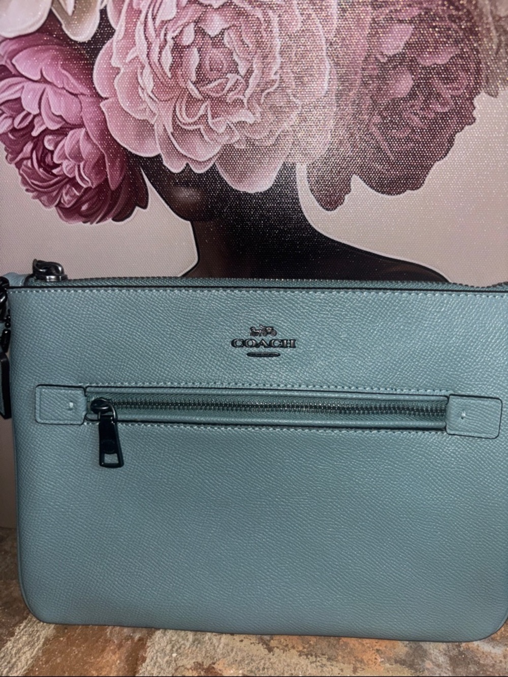 Coach Blue Leather Large Wristlet Clutch - Picture 2 of 6